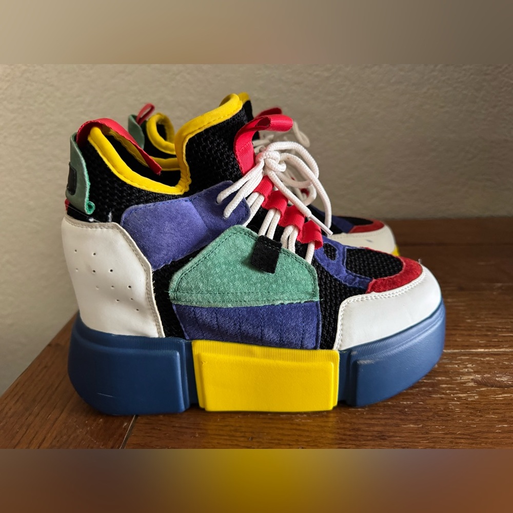 Anthony Wang W Sz. 6-6.5 Platform Colorblock Artsy Streetwear Patchwork Sneaker
